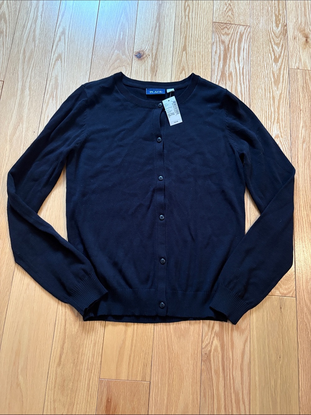 NWT The Children's Place Black Crewneck Button Cardigan